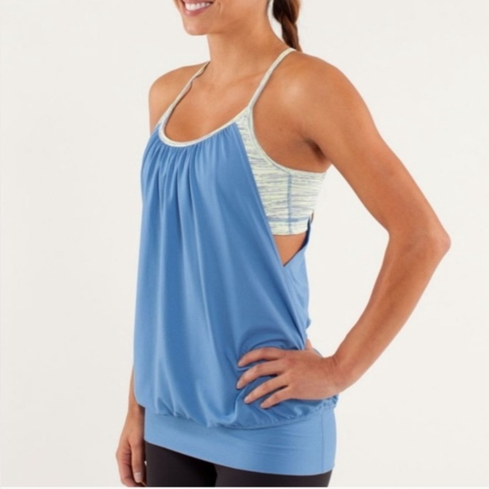 Lululemon Blue and yellow top with built in bra
